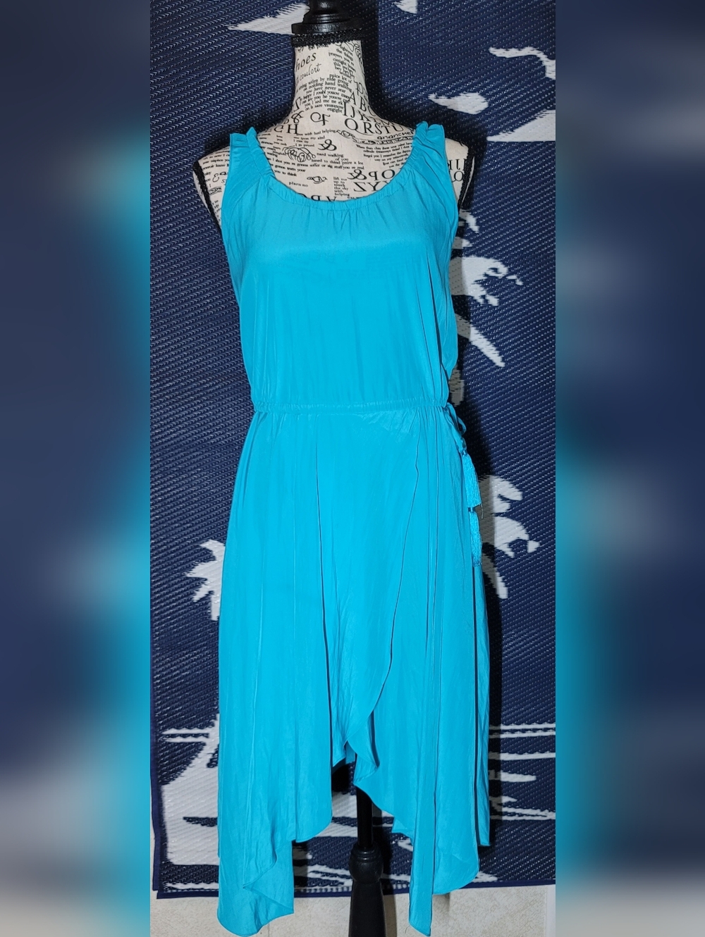 Calypso St. Barth Turquoise Asymmetrical Sleeveless Midi Dress Size XXS